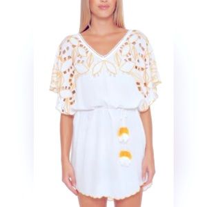 NWT $162 TRINA TURK Lahaina embroidered tunic beach swim cover up dress XS/S